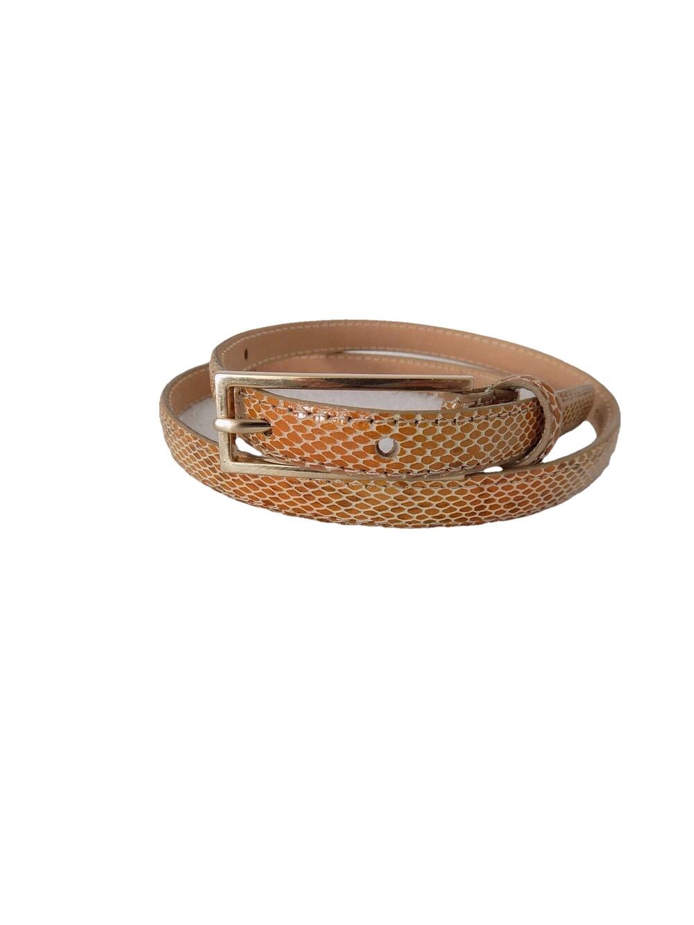 DKNY Italian calfskin leather snakeskin skinny belt size Small